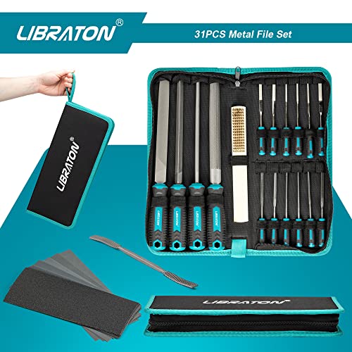 LIBRATON Metal File Set, 13PCS Needle Diamond Files & 31PCS Metal Files,for Woodworking, Metalworking