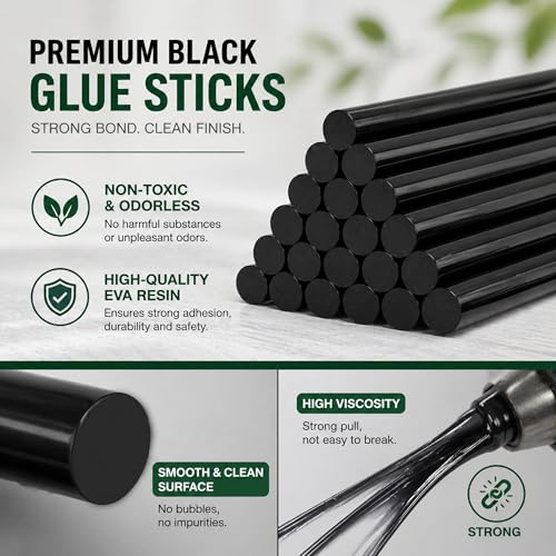 50Pcs Black Hot Glue Sticks Full Size for DIY Art Craft, 0.43” Diax8” Long Full-size | 0.43" Dia. X 8" Long