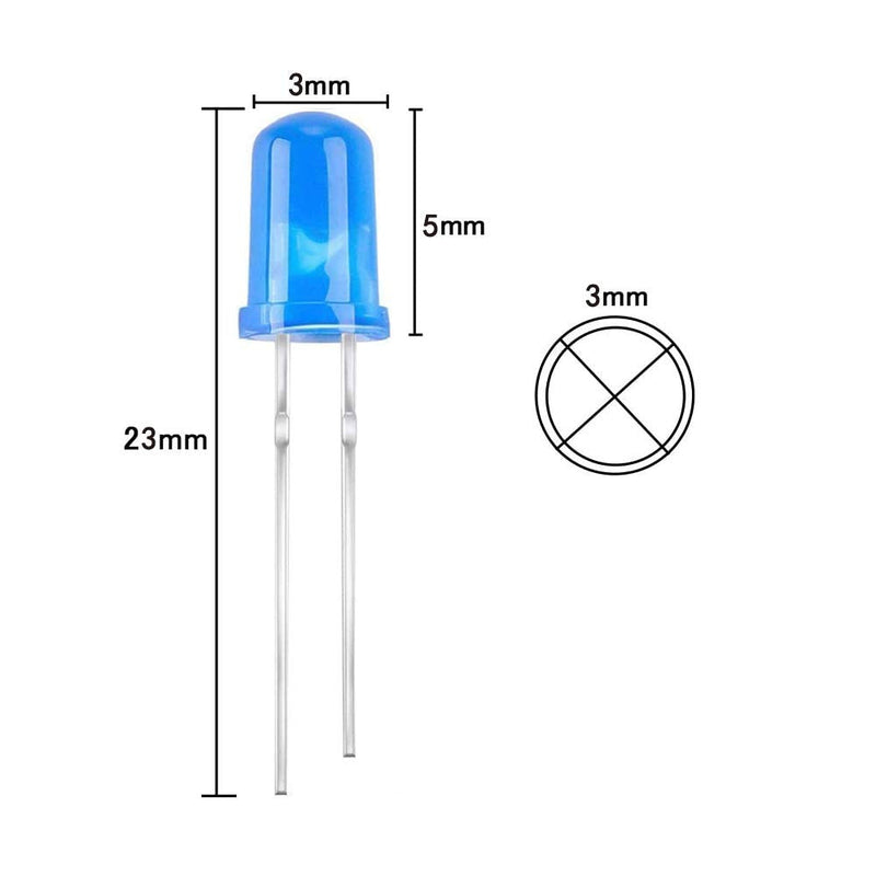 YIXISI 600PCS 3MM LED light diode, LED diode set, round head LED, 5 colors (120PCS each color), white red yellow green blue 3mm-600
