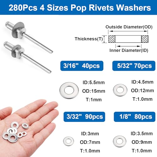 780pcs 18-Values Pop Rivets with Backup Rivets Washers Assortment Kit