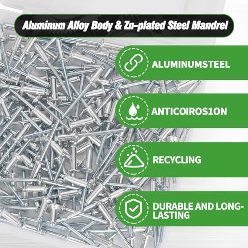 120pcs 1/4"x1" Aluminum Blind Rivets, 6.4x24mm Pop Rivets 1/4"x1"