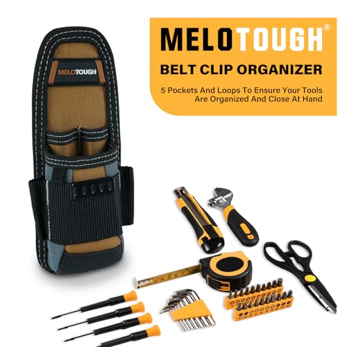 MELOTOUGH Small Tool Pouch with Belt Clip,Small Tool Holder Pouch, Min Work Organizer Tool Holster and Knife Holder with Hammer Holder