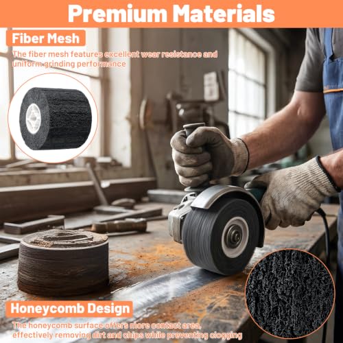 2 Pcs 60 Grit Polishing Drum, 4.7 x 4 Inches Abrasive Wire Drum for Paint Rust Removal, Burnishing Wheel Tool for Metal Wood Plastic Surface Conditioning, Polishing Stripping Tool