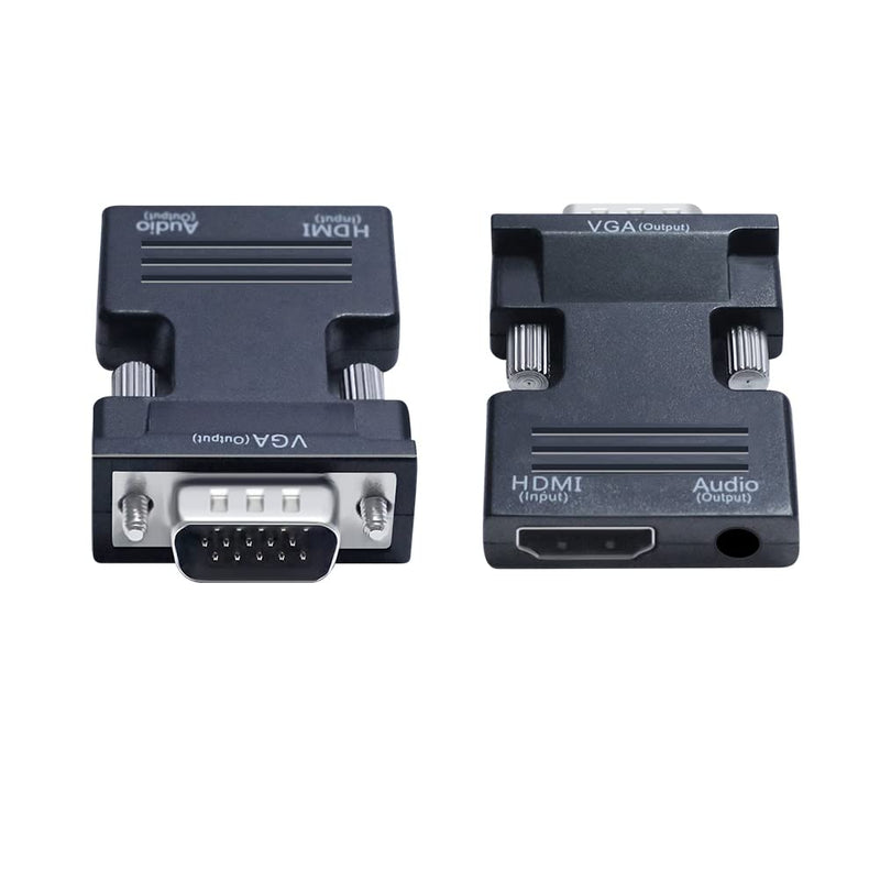 DTech HDMI to VGA Adapter with 3.5mm Audio Port (PC HDMI Source Output to VGA TV) for Old Computer Monitor Laptop Projector 1080P Video (Female HDMI in, Male VGA Out adaptador)