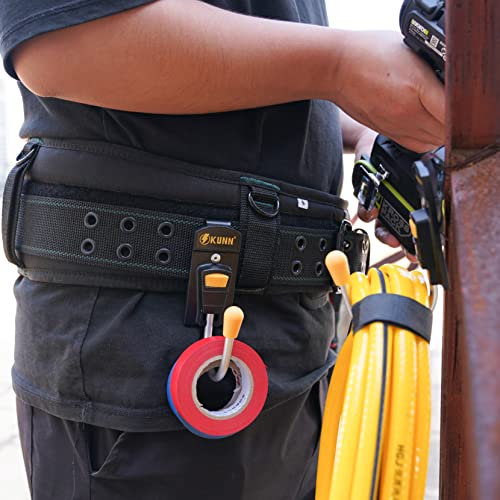 KUNN Tool Holster - Tool Belt Hook Cordless Drill Holder Single,Strong Clip,Tool Belt Accessories,2-Pack + Tool Pouch with Belt Clip, Utility Small Tool Organizer with Tape Measure Holder