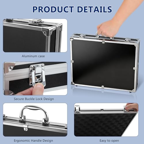 SEWACC Lockable Aluminum Alloy Tools Case Multifunctional Medicine Cosmetics Carrying Case Portable Storage Box for Travel Home Black
