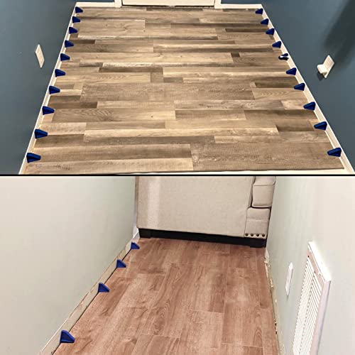 40 Pack 1/4 and 1/2 Inch Flooring Spacers, Flooring Installation Expansion Trim Spacers Triangle Laminate Wood Flooring Tools for Laminate, Vinyl Plank, Tiles, Hardwood, Floating Flooring, Blue