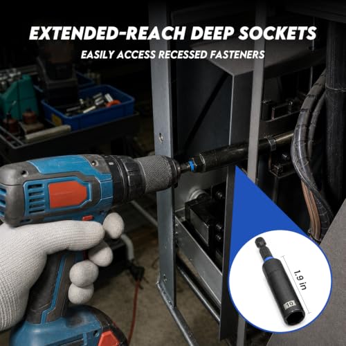 36PCS Magnetic Nut Driver Set, Metric and SAE Nut Driver Set for 1/4" Quick-Change Hex Shank, Impact Drill Driver Bit Set with Storage Bag