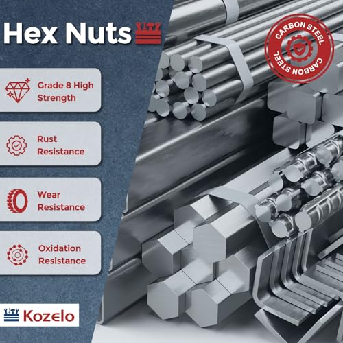 100pcs Hex Nuts 1/2"-13 Carbon Steel Coarse Thread Silver Hot Dip Galvanized Silver 100
