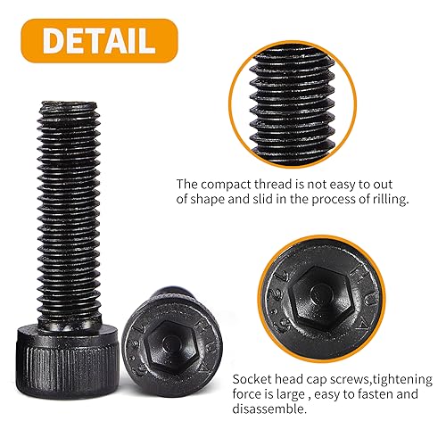 520Pcs M3 M4 M5 12.9 Grade Alloy Steel,Hex Socket Head Cap Screws Bolts, and Nuts Black Screw Assortment Kit 12.9 Hex Socket Head M345