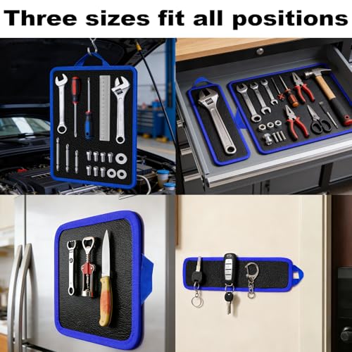 Magnetic Tool Mat Set with handles, 12.8" x9.5" Magnetic Tool Organizer Blue with handles