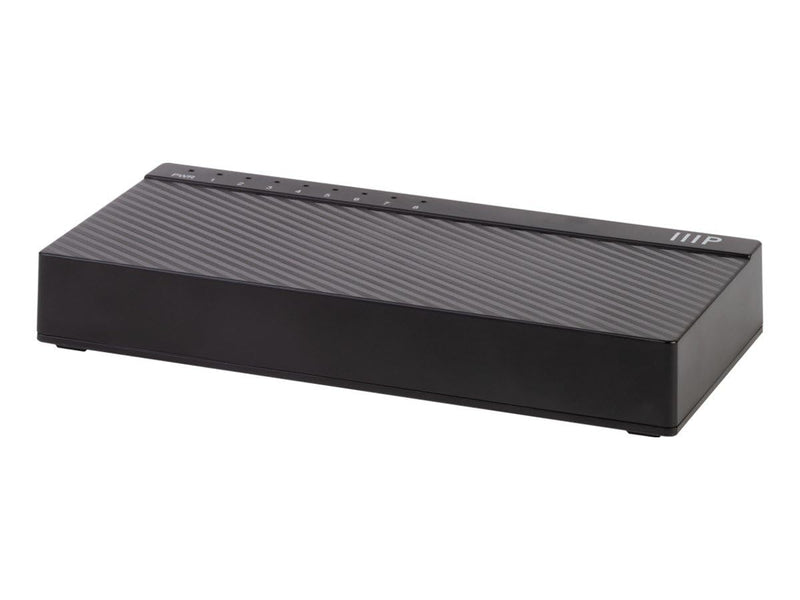 Monoprice 8-Port Gigabit Ethernet Unmanaged Desktop Switch - 10/100/1000Mbps, RJ45, IEEE 802.3ab, Plug-n-Play, Fanless Design, Jumbo Frame Support, for Gaming and Streaming, Black