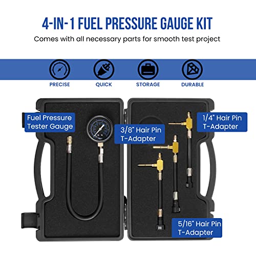 Lichamp Fuel Pressure Gauge, Fuel Pump Pressure Test Kit with Hose Adapter