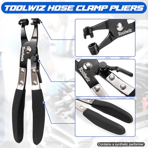 Toolwiz 130Pcs 6-25mm Spring Band Hose Clamps Assortment with Clamp Plier Spring Clamps with Plier 130