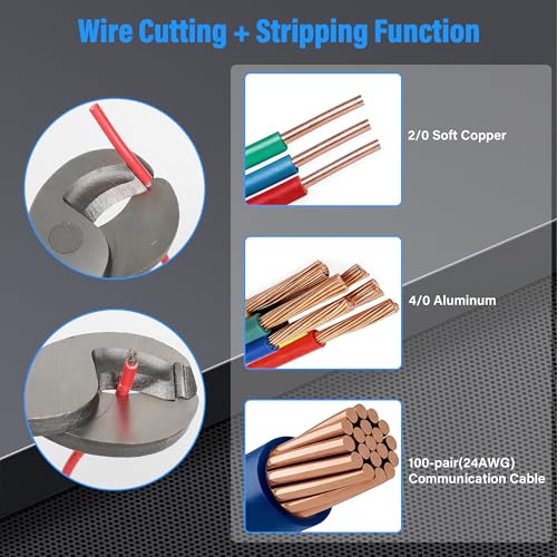 Cable Cutter and Hammer Lug Crimper Tool Kits,Heavy Duty Cable Cutting/Stripping/Crimping for 16 AWG to 4/0 AWG Battery and Welding Cables, Aluminum, Copper Cable for Automotive/Industrial Wiring
