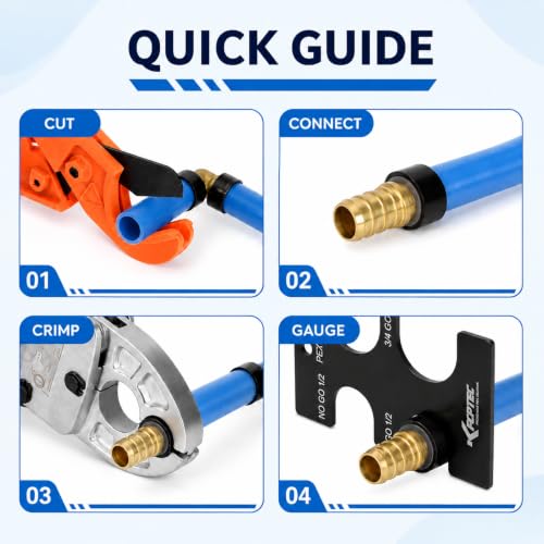KF CPTEC PEX Crimping Tool Kit, Angle-Head 1/2 & 3/4 in Copper Ring Crimper
