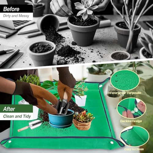 Gardening Hand Tools,14 Pieces Stainless Steel Heavy-Duty Gardening Hand Tools with Delicate Storage Bag, Aprons and Anti-Slip Rubber Gloves, Ideal Gardenings Gifts for Women