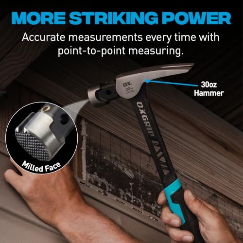 OX Ultrastrike 30 oz Framing Hammer, Milled Face, Martillos De Construccion 30-oz, Milled Face