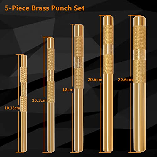 Brass Drift Punch Tool 5-Piece Set-1/4, 3/8", 1/2", 5/8", 3/4" Brass Drift 5-Piece Set (1/4", 3/8", 1/2", 5/8", 3/4")