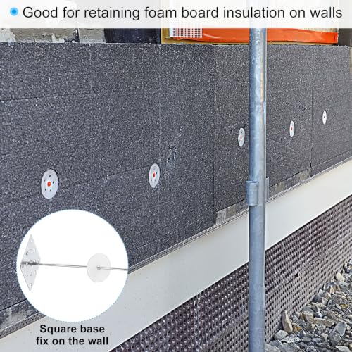 PATIKIL 4 Inch Perforated Insulation Pins with Round Washers, 80 Pack Aluminum Insulating Nails Wall Plug for Fixing Foam Boards to Wall or Ceiling 100mm