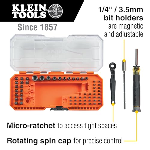 Klein Tools 80177 MODbox Ratcheting Driver Set with MODbox Case Adapter, Modular Tool System Side Rail Attachment, 65 Piece MODbox Ratchet & Driver Set