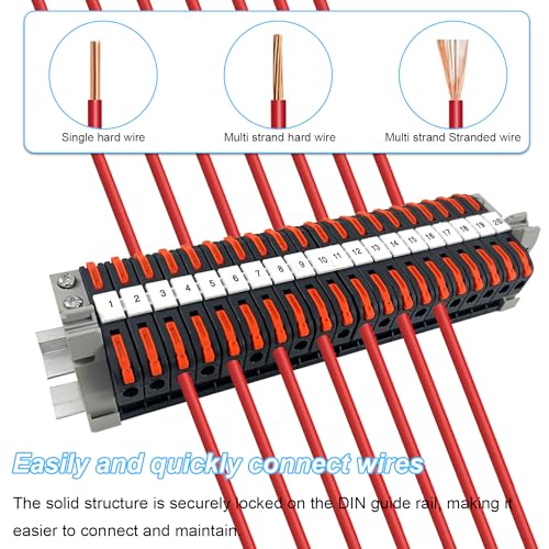 Pack of 40 DIN Rail Terminals, 0.08-4 mm² PCT-211 DIN Rail Terminals, Terminal Block Terminal Block Kit, Quick Wiring Electrical Terminal Block for Automation Projects, DIY Projects