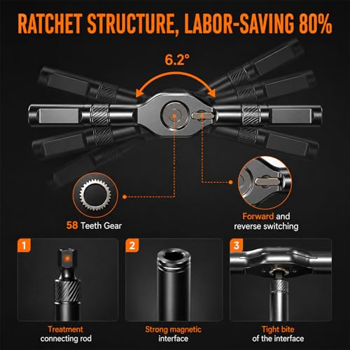 42 in 1 Magnetic Screwdriver Set, Ratcheting Screwdriver Set with T Handle and S2 Steel Bits, Repair Tool Kit for Computer, Eyeglass, Bicycle, Watch, Furniture and Daily DIY 42-in-1 Ratchet Screwdriver Set