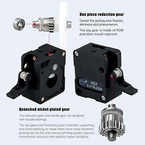 Super Light Updated Plated Hardened Steel Dual Gears HGT extruder Universal Bowden Direct Drive Compatible with NEMA14 36MM Ender 3 V2 PRO 5 Plus CR10 3D Printer