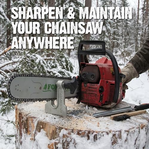 Forester Heavy Duty 7” Stump Vise for Chainsaw Sharpening | Drop-Forged Cast Iron | Portable Chainsaw Chain Filing Vise | Locks Firmly Into Any Stump or Log