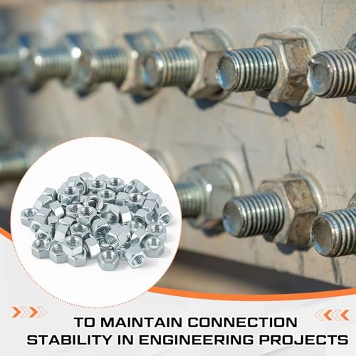 Yaocom 200 Pack 3/8''-24 Zinc Hex Nuts, Electro Galvanized Bright Silver