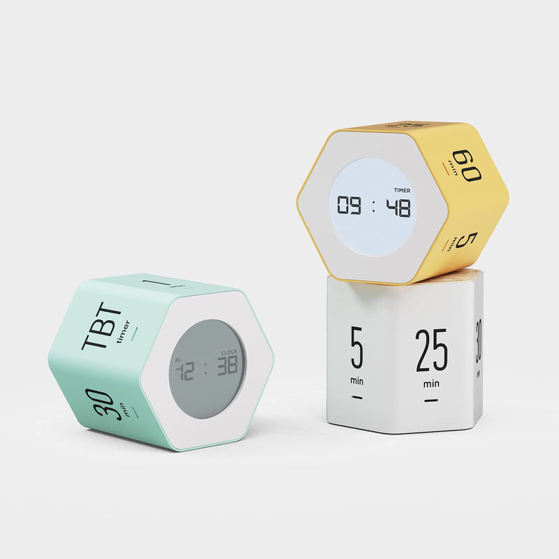 Mooas Multi-Hexagon Clock Cube, Digital Clock, Pomodoro Timer with Backlight 12/24H Count up & Countdown, Flip Timer, Various Time Presets - Ideal for Classroom, Gym, Office (Yellow) Yellow
