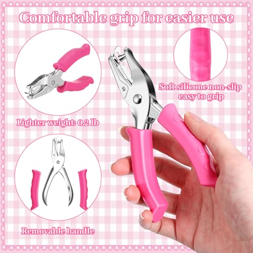 12 Pcs Single Hole Punch Handheld 1/4 Inch Hole Punch for Paper, Binder & Scrapbooking | Circle Single Shape Puncher | Soft-Grip Handles, Auto Paper Chip Collector, Lightweight, Multicolor