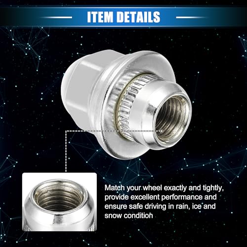 20 Pcs Wheel Lug Nuts Compatible for Mitsubishi Eclipse for Chrysler Sebring, Durable M12 x 1.5 Carbon Steel Silver Tone Tire Lugnuts 20