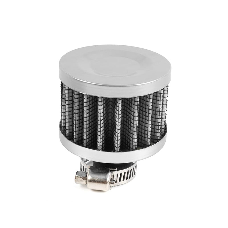MUGE RACING 2Pcs Air Filter Cold Air Intake Filter Breather 12mm Valve Cover Breather Filter For Car and Motorcycle (Sliver) Sliver