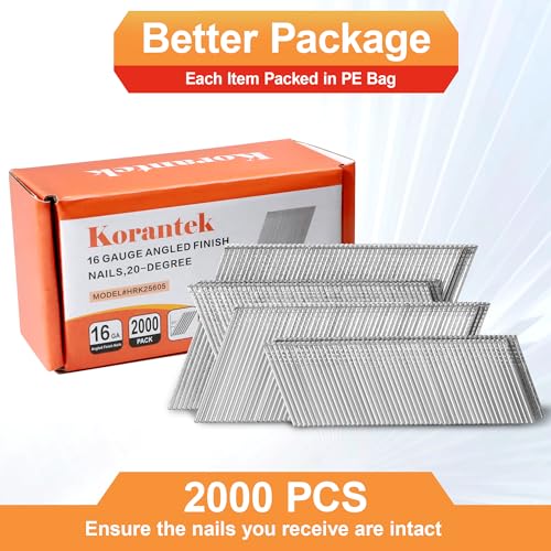 16 Gauge 20° Angled Finish Nails, Galvanized 4Size,2000Pcs Assembly---2000 Pcs