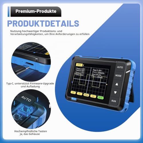 DSO152 Digital Mini Oscilloscope, Digital Oscilloscope 200 KHz with Sampling Rate 2.5 MS/s, 2.8 Inch TFT, Trigger Mode Auto/Nomal/Single for Beginners, DIY, Home Use