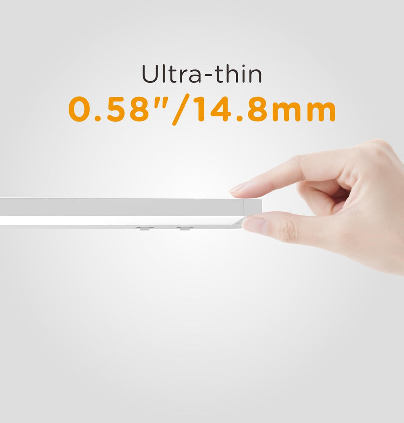 16 Inch Under Cabinet Lighting Plug in, 9W 120V 3 Color 3000K/4000K/5000K, 3 Brightness, Super Bright, Ultra Thin Under Counter Lights for Kitchen, Linkable LED Cabinet Light, White White,1 Pack 16 Inch