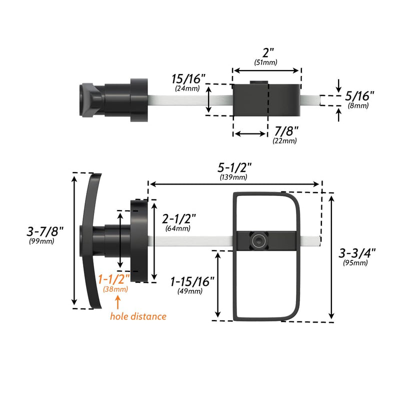 SKYSEN 2 Pack Shed Door Lock Latch, Shed Door T Handle Lock, 5-1/2" Steam- 2 Keys- Shed Door Hardware- Black(Shed Lock-2)