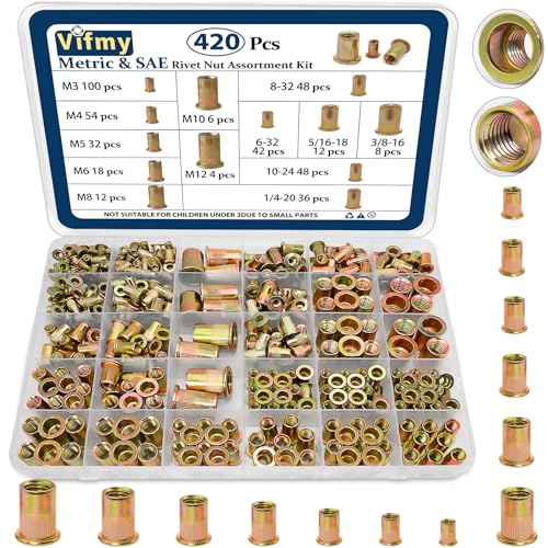 Metric & SAE Rivet Nut Assortment Kit(420 Pcs) & Vifmy Metric Rivet Nut Assortment Kit(230 Pcs)
