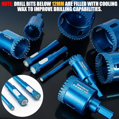 Diamond Hole Saw Kit Tile Hole Saw Kit 10 PCS Serrated Brazing Core Drill Bit Set with EVA Guide Jig Diamond Drill Bits for Porcelain Tile Glass Ceramic Stone Granite Marble 10 PCS Serrated Brazing Diamond Hole Saw