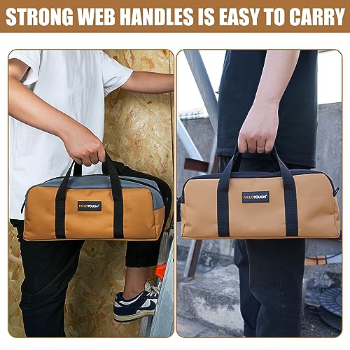 MELOTOUGH Canvas Tool Bag 14 Inch Tool Tote Bag with Zipper Heavy Duty Portable Tool Organizer Bag for Electrician,Carpenter,Mechanic,Plumbing(Tan)