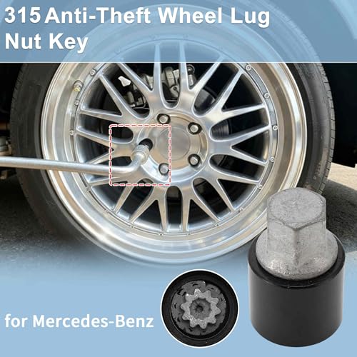 315 Wheel Lock Lug Nut for Mercedes-Benz Anti-Theft Wheel Locking Nut Key Socket Removal Tool 1Pc