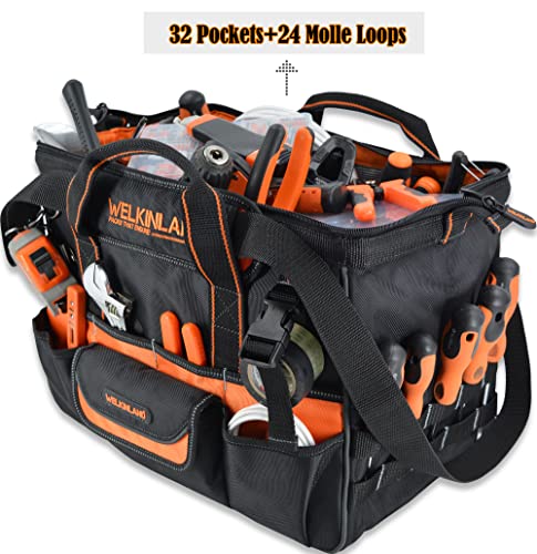 WELKINLAND 16" Tool Bags, 34-Pocket Electrician Tool Bag For Men