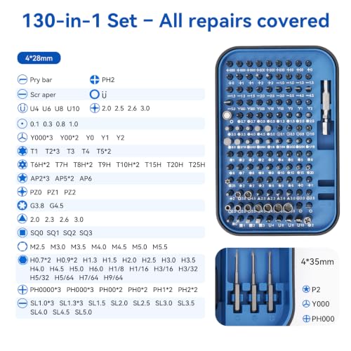 Small Precision Screwdriver Set,130-in-1 Tiny Screwdriver Set with Case Blue