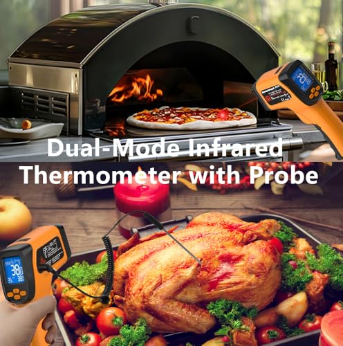 58°F to 1472°F Infrared Thermometer Gun, 12:1, K-Type Probe Yellow/-58°F to 1472°F and -58°F to 572°F