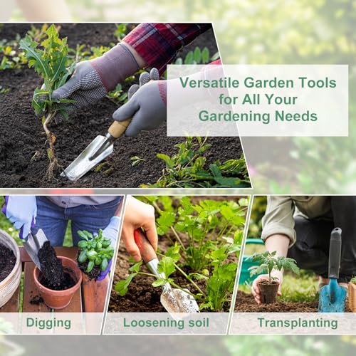 HARFINGTON 4pcs Seeding Widger 13.4 x 0.8 Stainless Steel Garden Seed Planting Shovel Trowel Long & Narrow Widger for Planting Weeding Digging