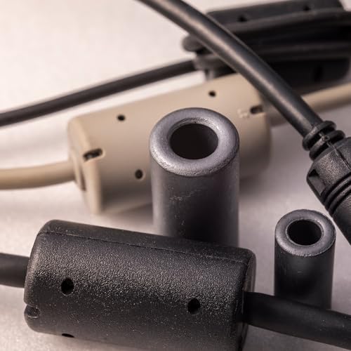 QUARKZMAN Ferrite Ring Core 15 mm ID RFI EMI Cable Clip Black Pack of 5 | Noise reduction cable clip for USB cable, audio and video cable power cable 15mm