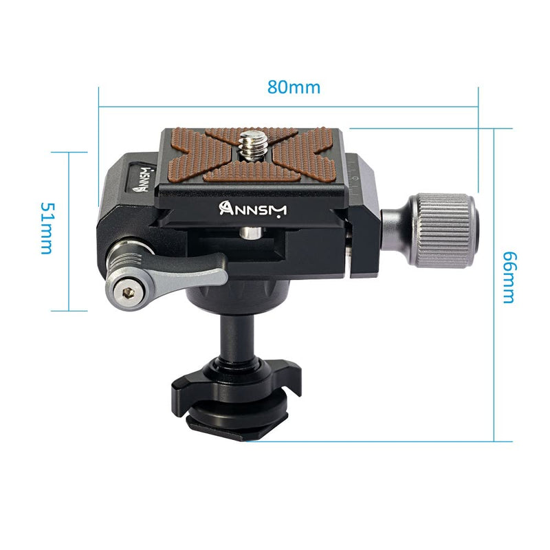 Ball Head with Hot Shoe Mount Adapter for Mini Desk Top Tripod with Arca Swiss Quick Release Plate for DSLR Camera Smartphone LED Video Light