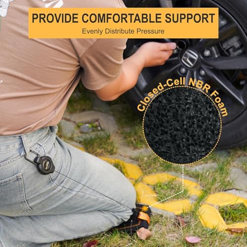 MELOTOUGH Electrician Tool Pouch Lightweight Belt Organizer with Tape Holder & Speed Square Slot, Mini Kneeling Pads with Badge Reel for Work, 1" Thick Soft NBR Foam Kneeling Pad for Work