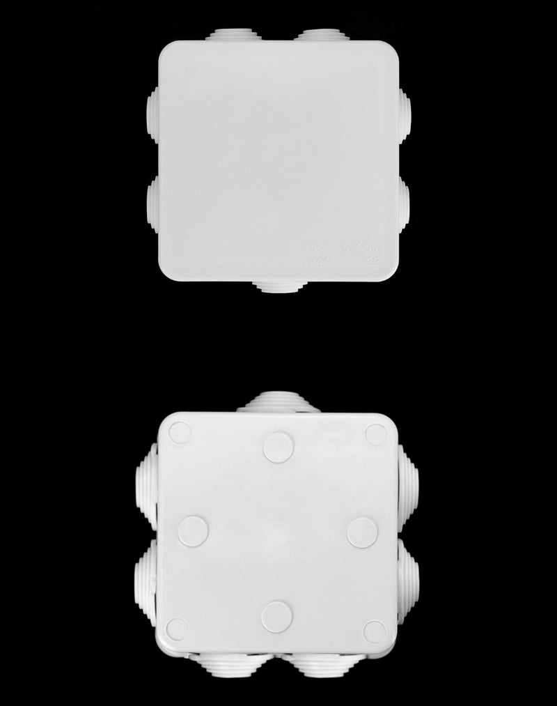 QWORK Pack of 2 surface-mounted junction boxes, junction boxes, waterproof, dustproof, IP65, ABS plastic, universal electrical project housing, white, 85 x 85 x 50mm